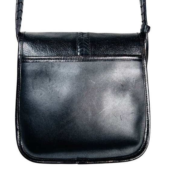 Brighton Collection 90s Turn Lock Shoulder Crossbody Handbag Leather Black - Picture 4 of 9